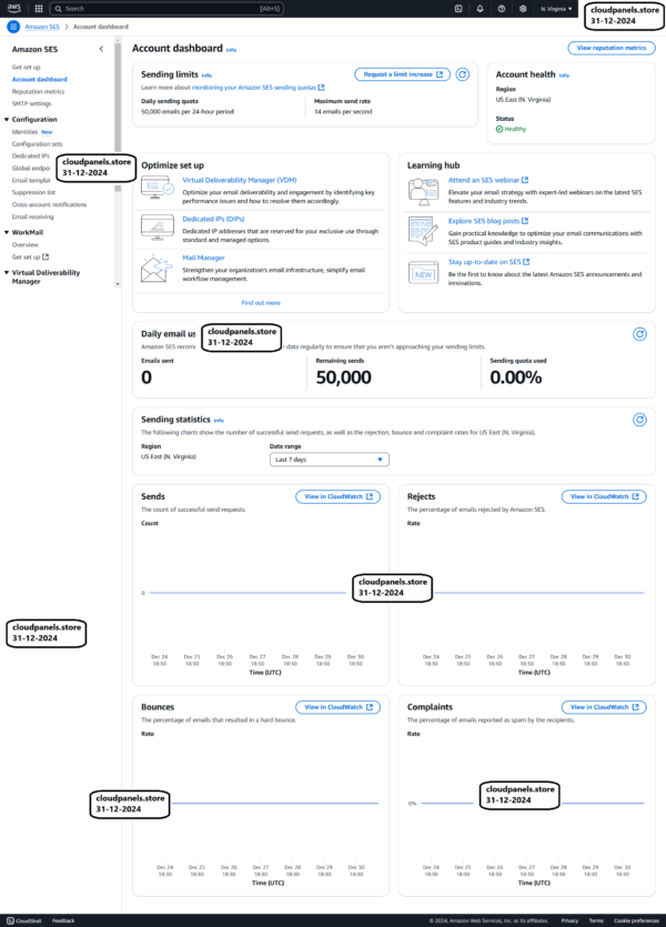 amazon ses 50k sending limit account singapore region