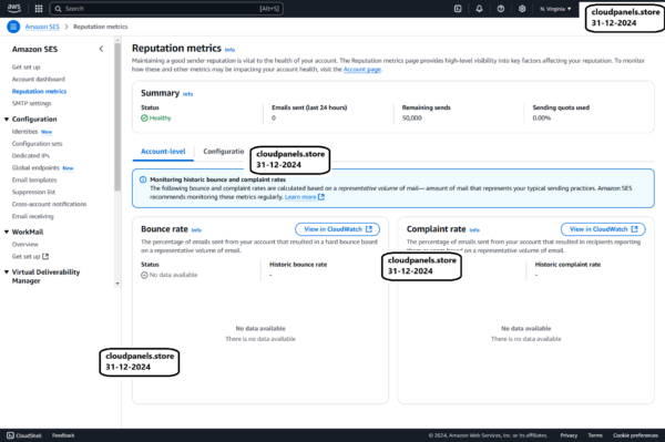 amazon ses 50k sending limit account singapore region